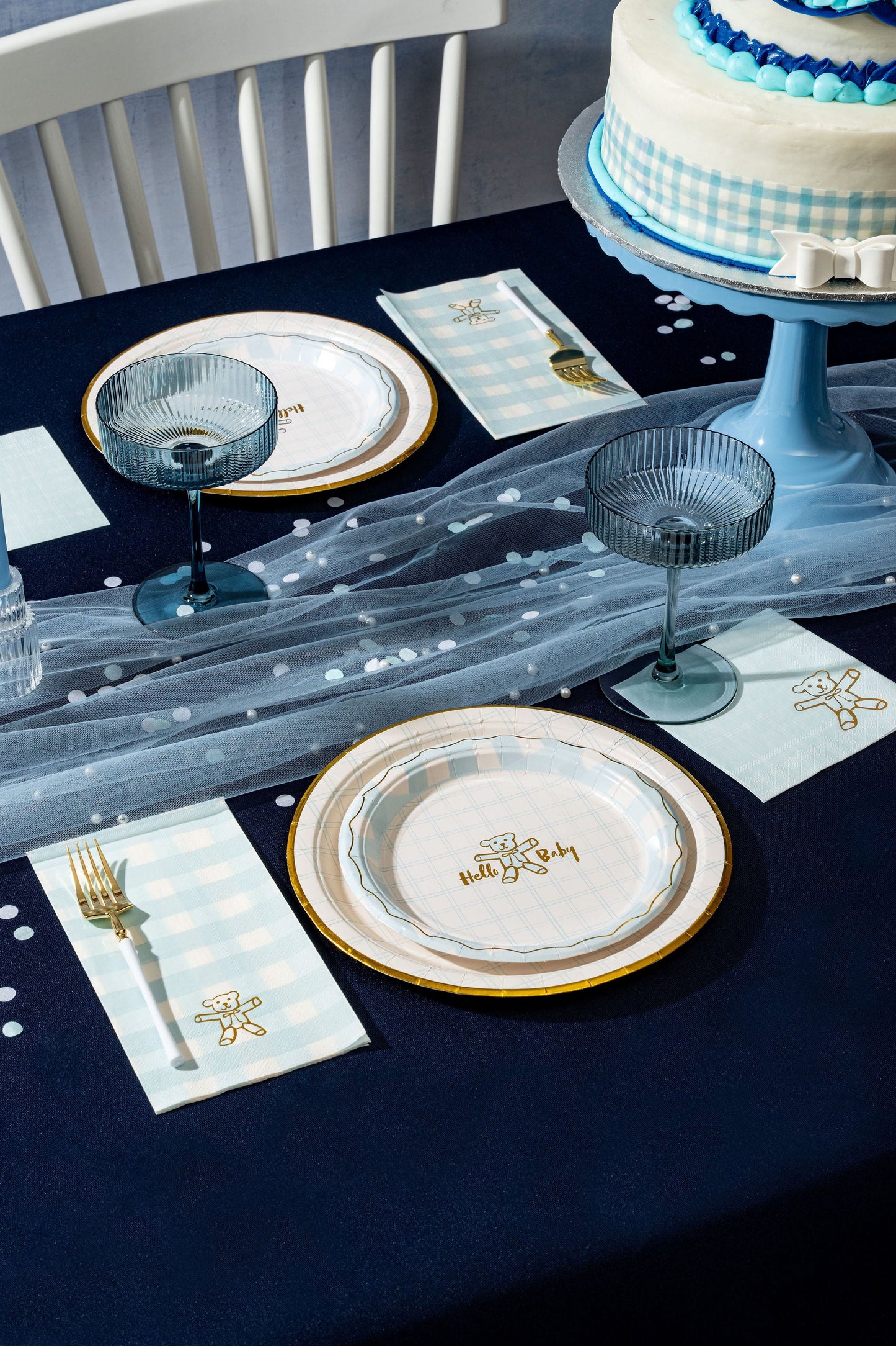 Blue Plaid Dinner Plates