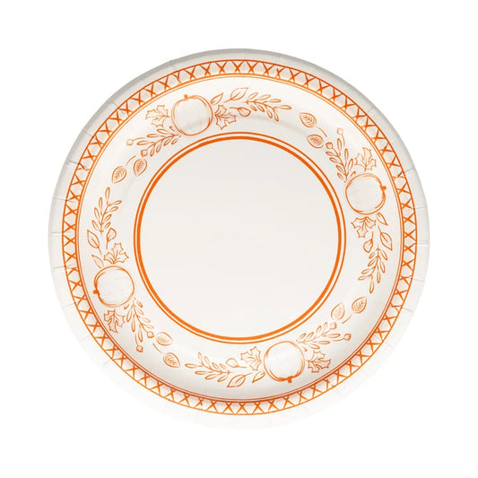 Falloween Pumpkin Round Dessert 8" Paper Plate