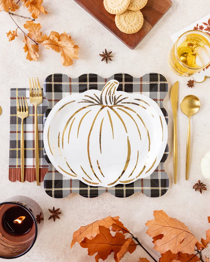 Black Fall Plaid Dinner Napkin
