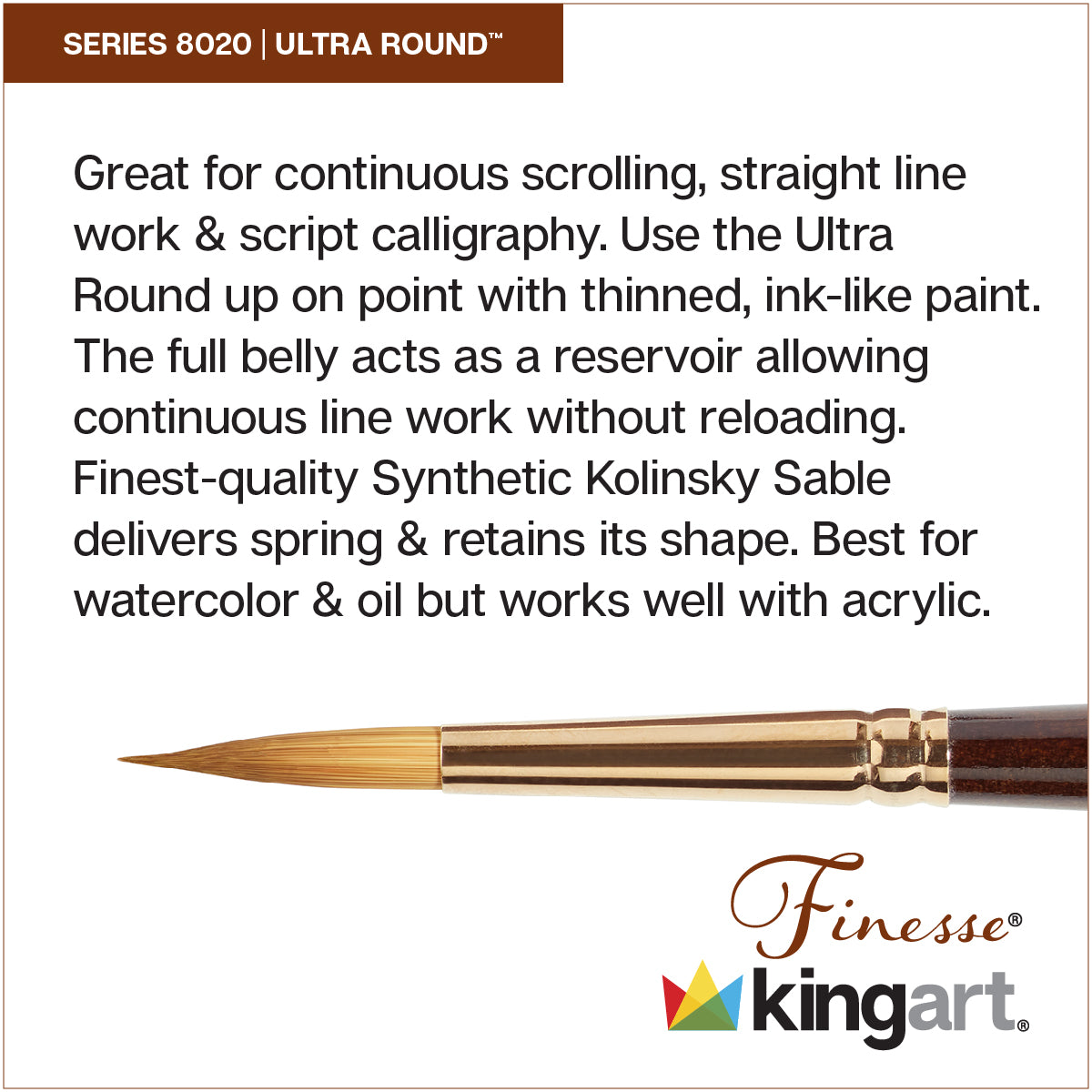 Finesse™ 8020 Ultra Round™ Synthetic Kolinsky Sable Brush Set - 10 pc