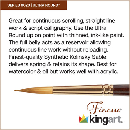 Finesse™ 8020 Ultra Round™ Synthetic Kolinsky Sable Brush Set - 10 pc