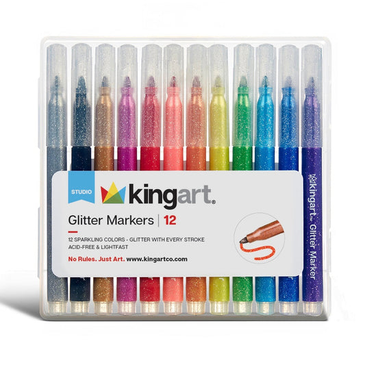 Sparkling Glitter Markers - Fine Tip - 12 Colors