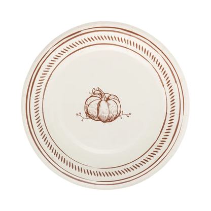 Pumpkin Line Art Paper Plates