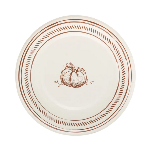 Pumpkin Line Art Paper Plates