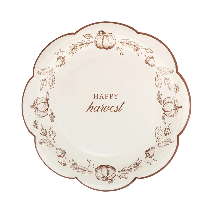 Happy Harvest Line Art Paper Plates