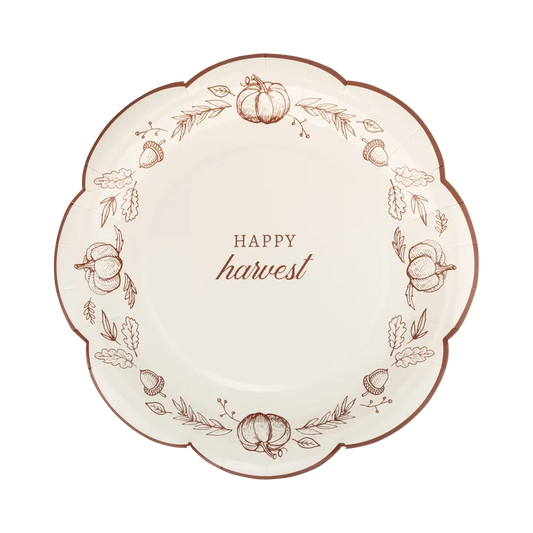 Happy Harvest Line Art Paper Plates