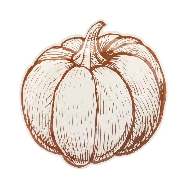 Pumpkin Line Art Shaped Paper Plates