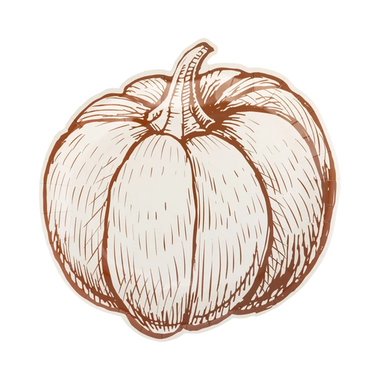 Pumpkin Line Art Shaped Paper Plates