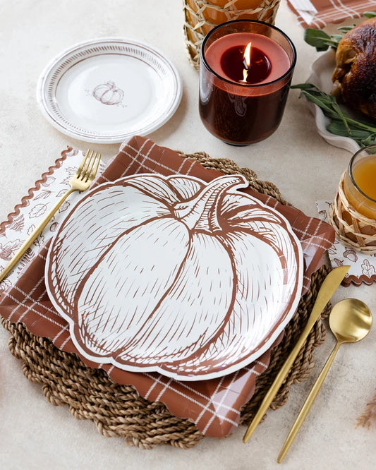 Deep Brown Windowpane Paper Plates