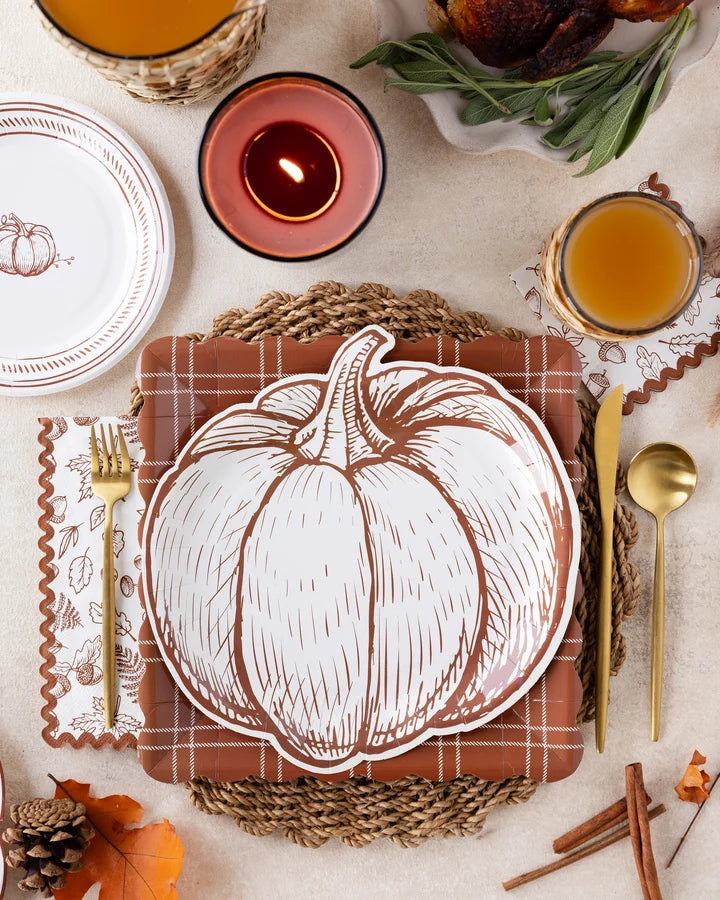 Deep Brown Windowpane Paper Plates