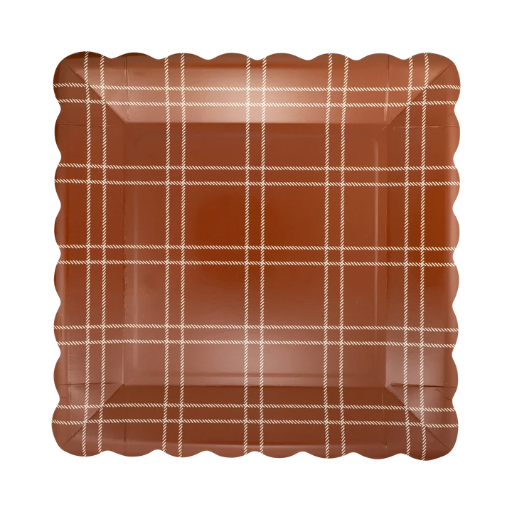 Deep Brown Windowpane Paper Plates