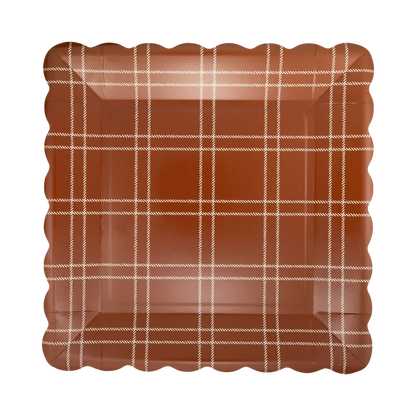 Deep Brown Windowpane Paper Plates