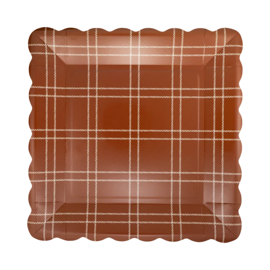 Deep Brown Windowpane Paper Plates