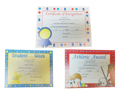SHAPES ETC. Recognition Certificate - Athletic Award