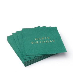 Emerald Green Signature Happy Birthday Cocktail Napkins