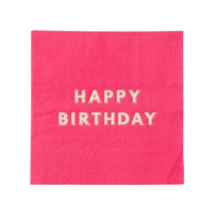 Haute Pink Signature Happy Birthday Cocktail Napkins