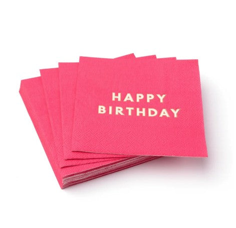 Haute Pink Signature Happy Birthday Cocktail Napkins