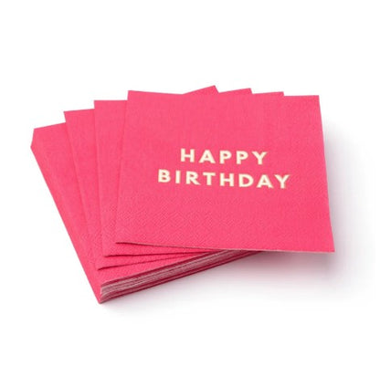 Haute Pink Signature Happy Birthday Cocktail Napkins