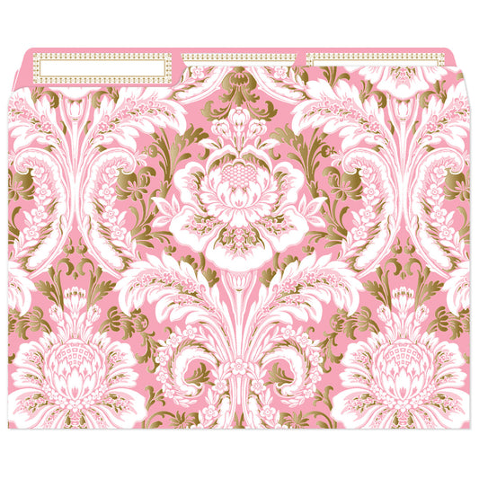 Pink Damask Foil File Folder