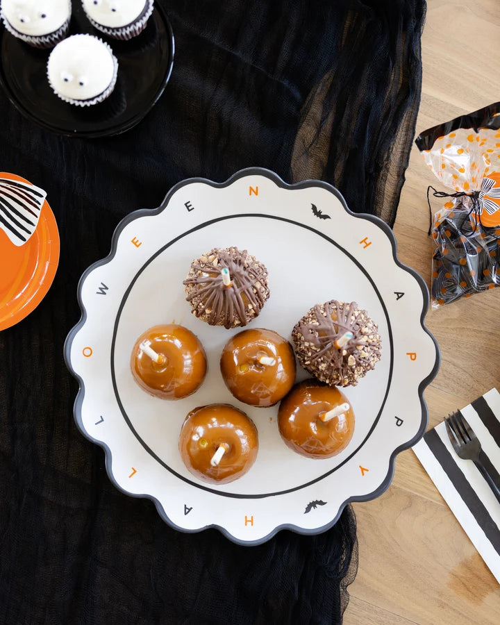 Happy Halloween Scalloped Bamboo Tray