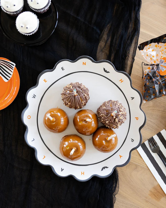 Happy Halloween Scalloped Bamboo Tray