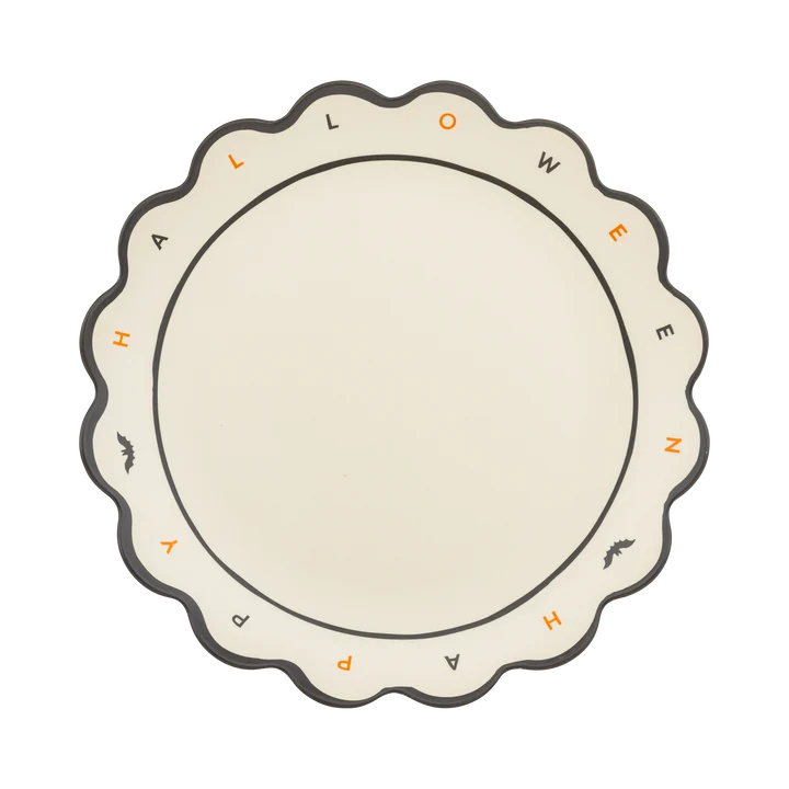 Happy Halloween Scalloped Bamboo Tray