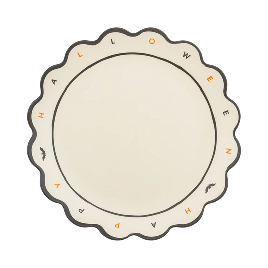 Happy Halloween Scalloped Bamboo Tray