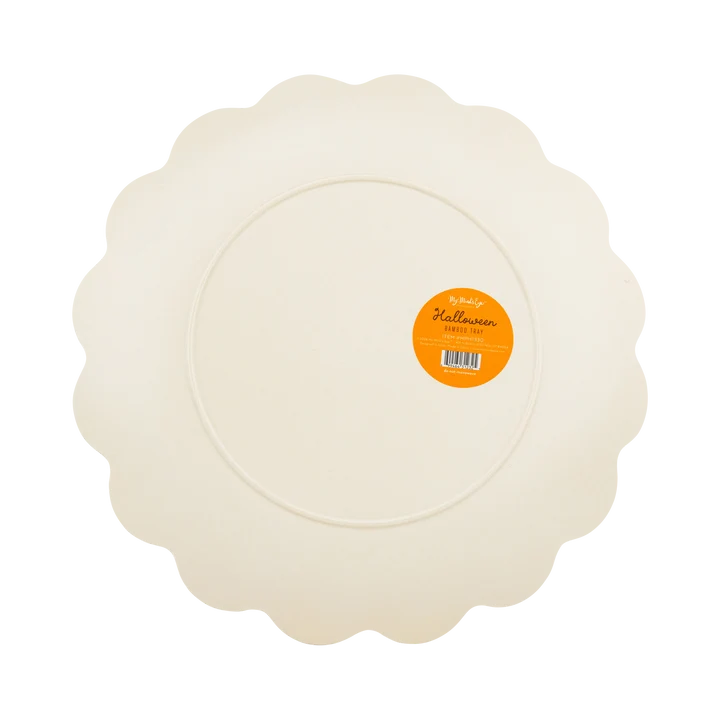 Happy Halloween Scalloped Bamboo Tray