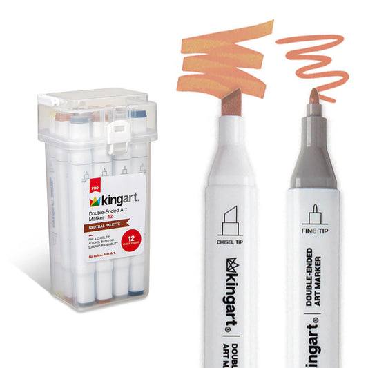 PRO Double-Ended Alcohol Markers - 12 Neutral Colors
