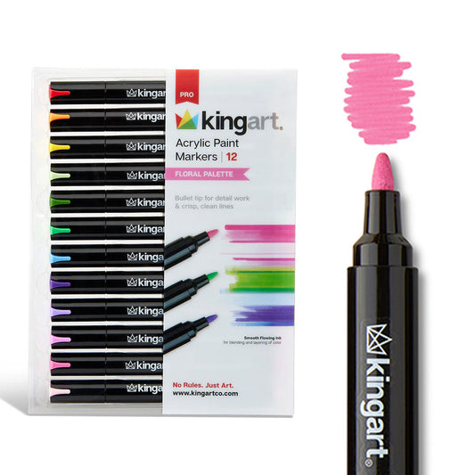 PRO Acrylic Paint Markers - 2mm Bullet Tip - 12 Floral Colors
