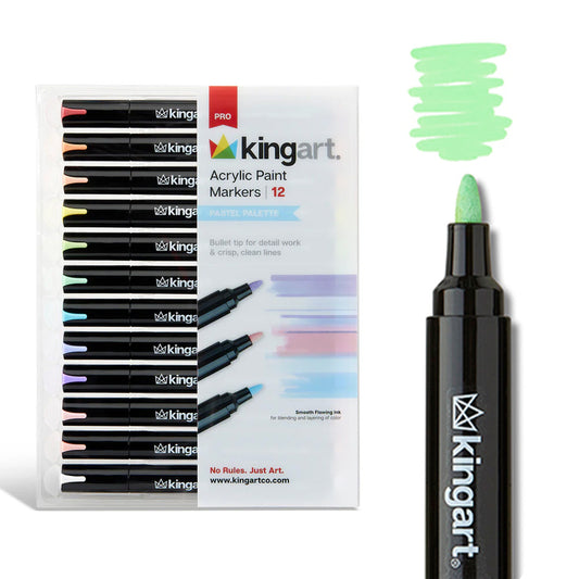 PRO Acrylic Paint Markers - 2mm Bullet Tip - 12 Pastel Colors