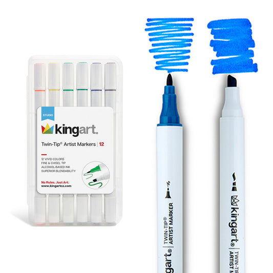 Twin-Tip™ Chisel & Fine Alcohol Markers - 12 Colors
