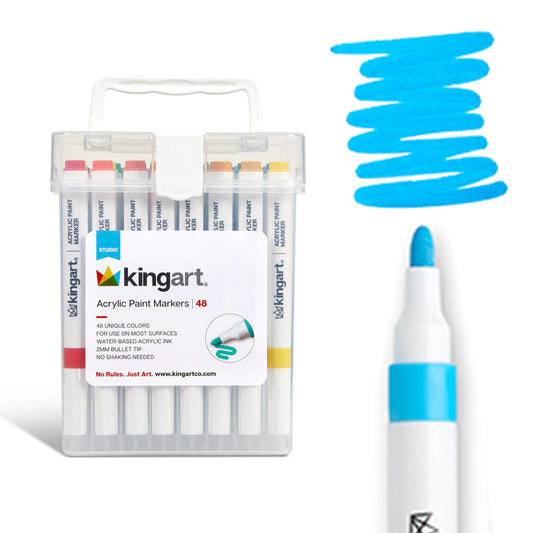 Acrylic Paint Markers Set – 48 Colors, 2mm Bullet Tip, Water-Based, Multi-Surface