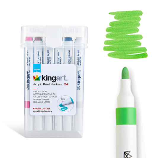 Acrylic Paint Markers Set – 24 Colors, 2mm Bullet Tip, Water-Based, Multi-Surface