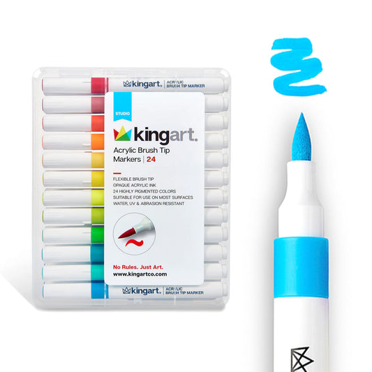 Acrylic Paint Brush Tip Markers - 24 Classic Colors