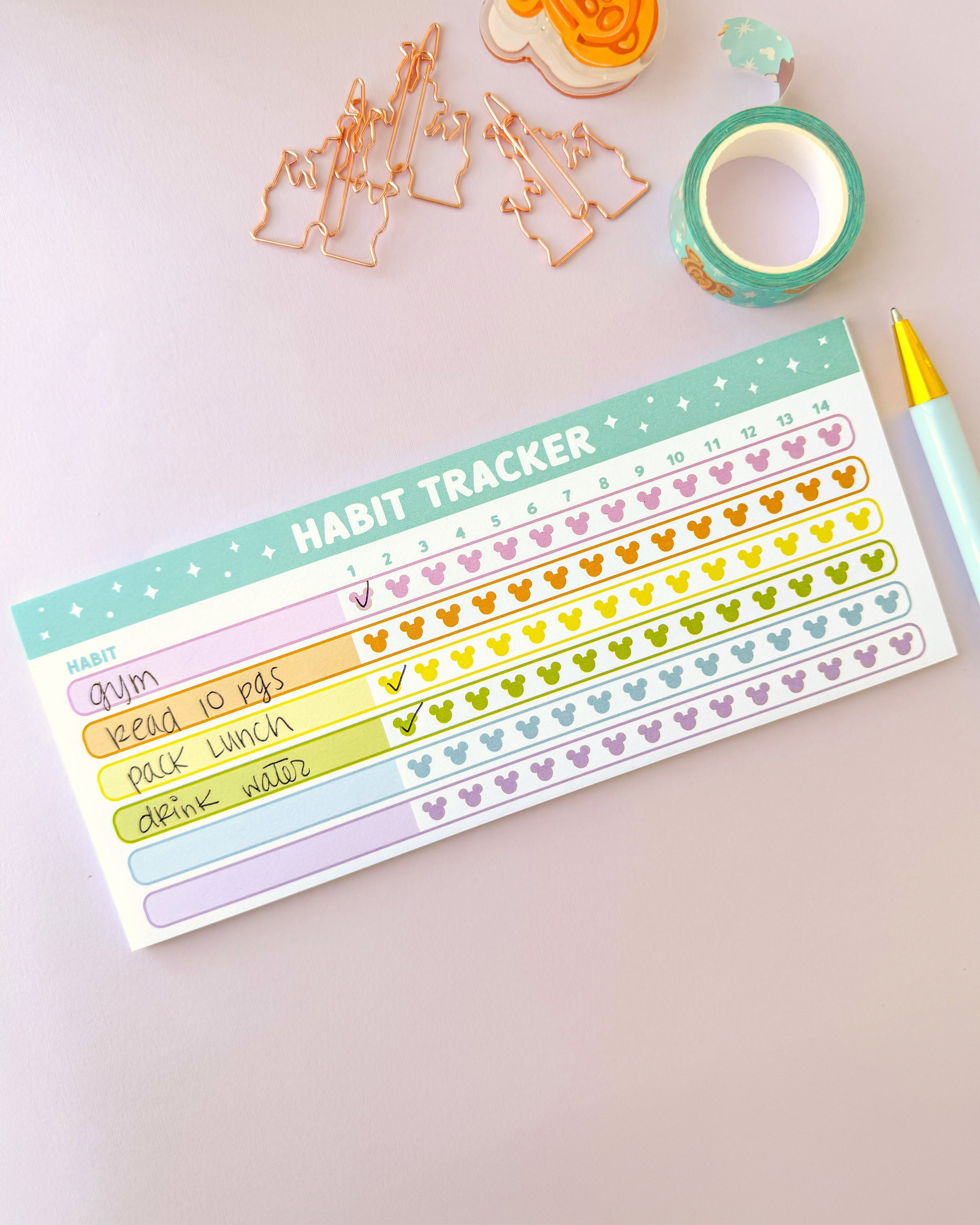 Hidden Mickey 14 Day Challenge Habit Tracker Notepad