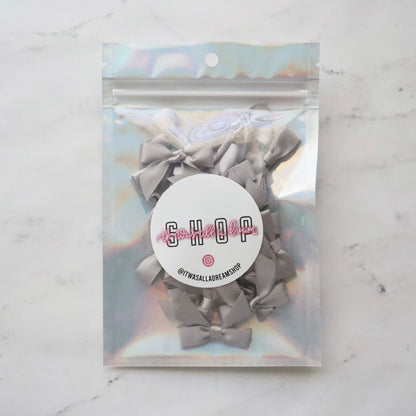 PRE TIED TINY SATIN BOWS (GREY)