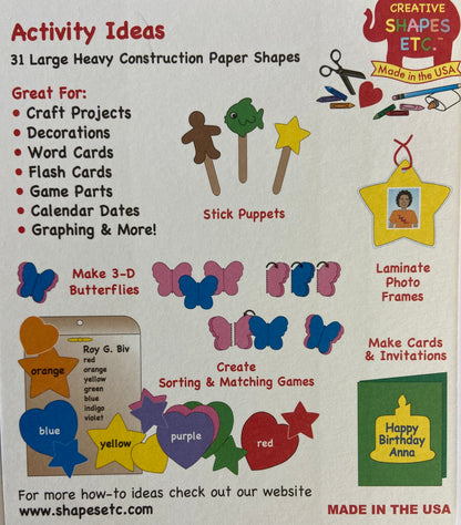 SHAPES ETC. Star Assorted Color Creative Cut-Outs- 5.5"