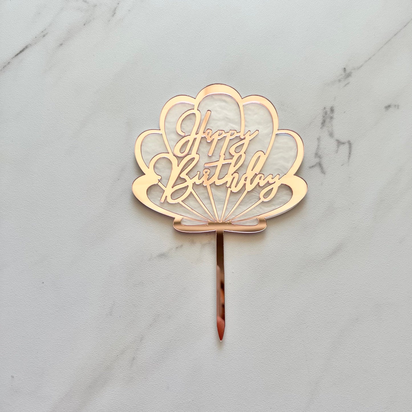 SEASHELL HAPPY BIRTHDAY CAKE TOPPER
