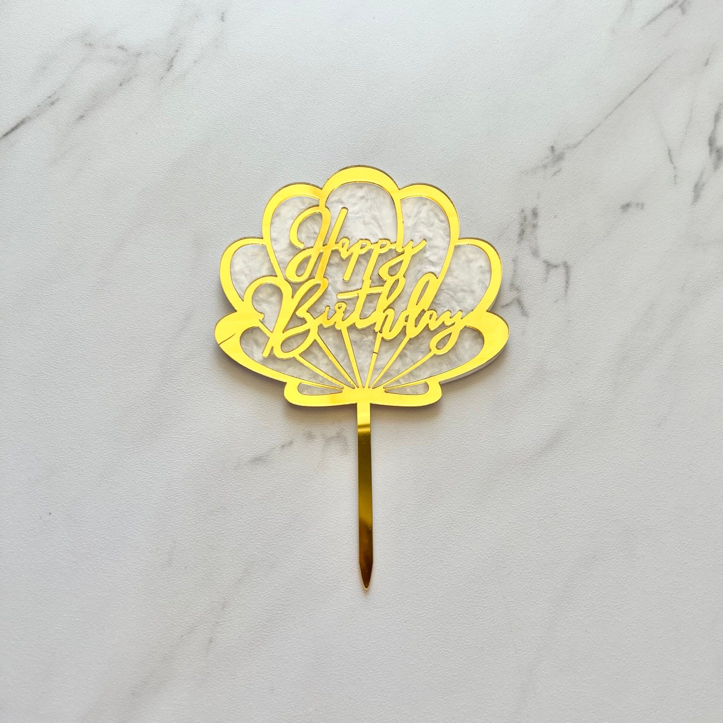 SEASHELL HAPPY BIRTHDAY CAKE TOPPER