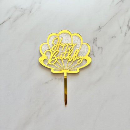 SEASHELL HAPPY BIRTHDAY CAKE TOPPER