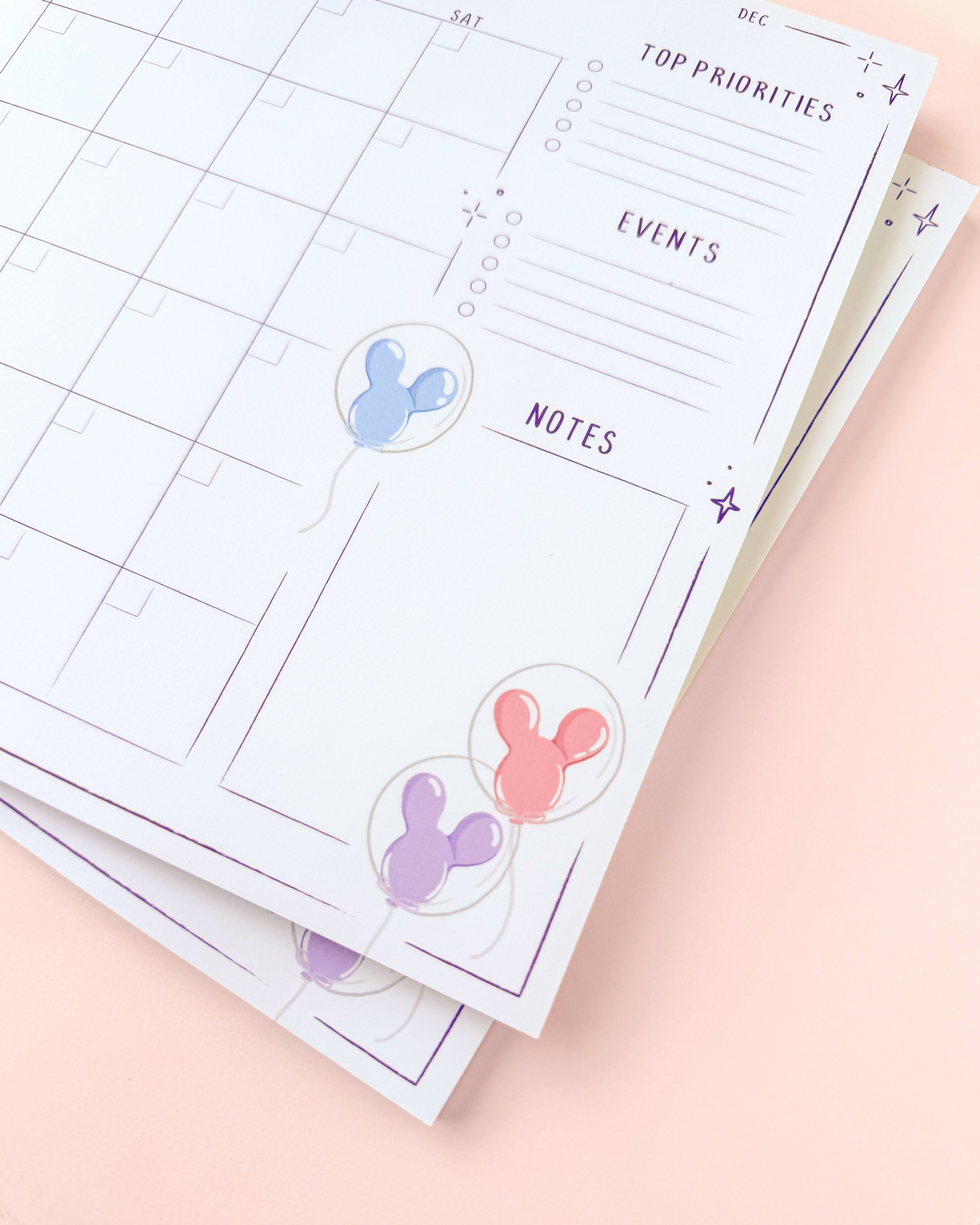 Balloons Undated *Monthly* Planner Notepad