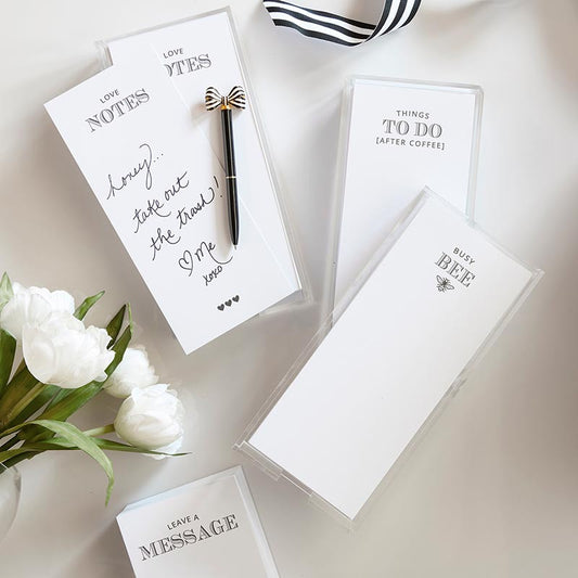 Rectangle Notepaper with Acrylic Tray - Busy Bee