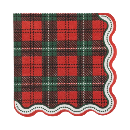 Plaid Dot Edge Cocktail Napkin