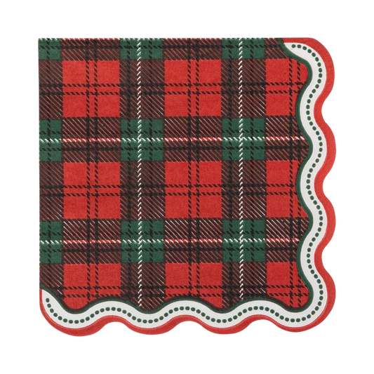 Plaid Dot Edge Cocktail Napkin