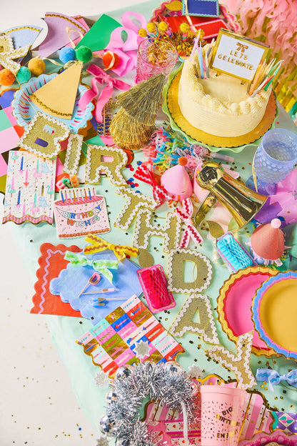 Happy Birthday Gold Shimmer Banner (Reusable Garland)