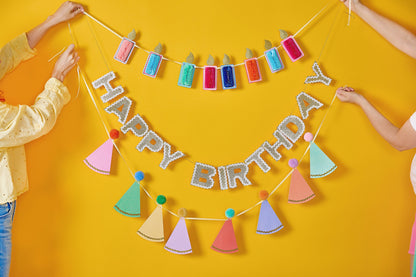 Happy Birthday Gold Shimmer Banner (Reusable Garland)