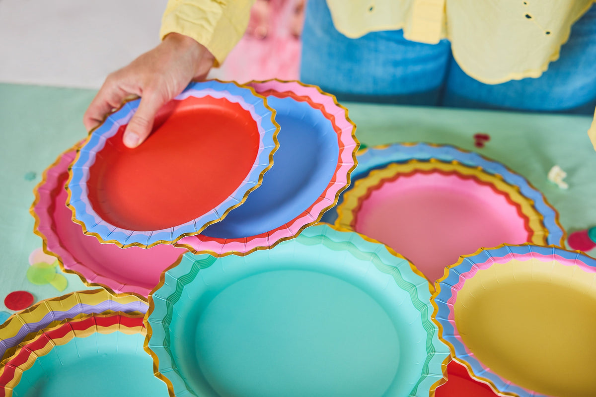 Rainbow Ric Rac Assorted Dinner Plates (10 count)