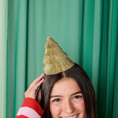 Mini Gold Fringe Party Hats (set of 4)