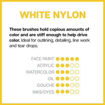White Nylon 7950 Round Short Handle Brush Set - 8 pc